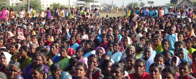 Women gathered for a woman's self help meeting