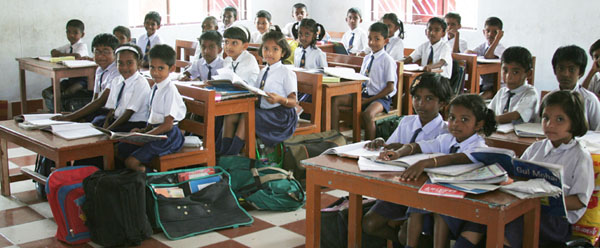 Children learning in a SCAD formal school 