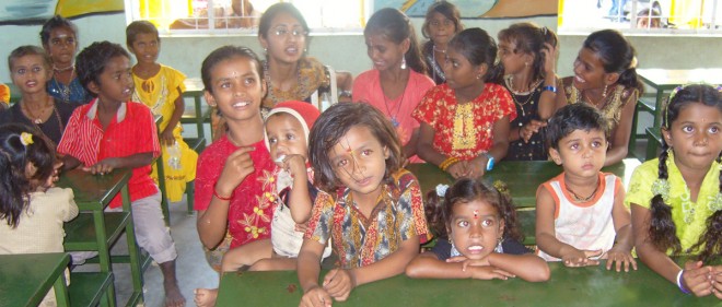 Gypsy children learn in a SCAD classroom 